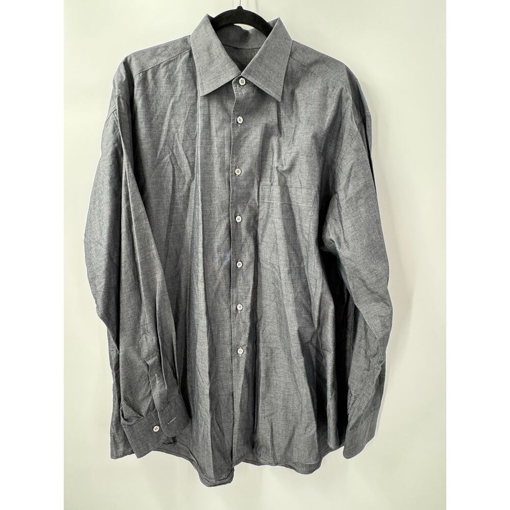 Ermenegildo Zegna Dark Gray Men's Long Sleeve Button-Down Dress Shirt Size 43/17
